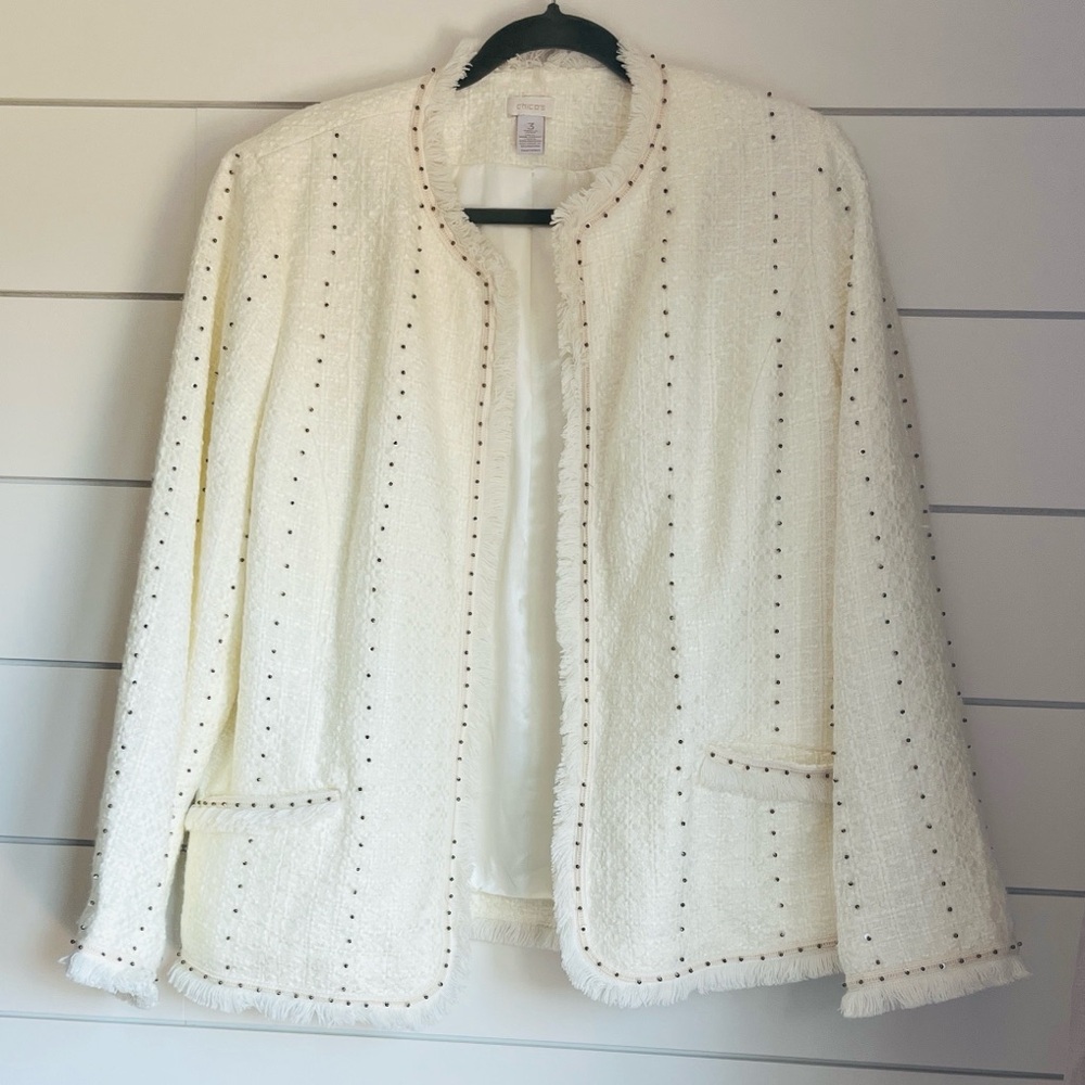 Chico's Tweed Ivory Cream Blazer